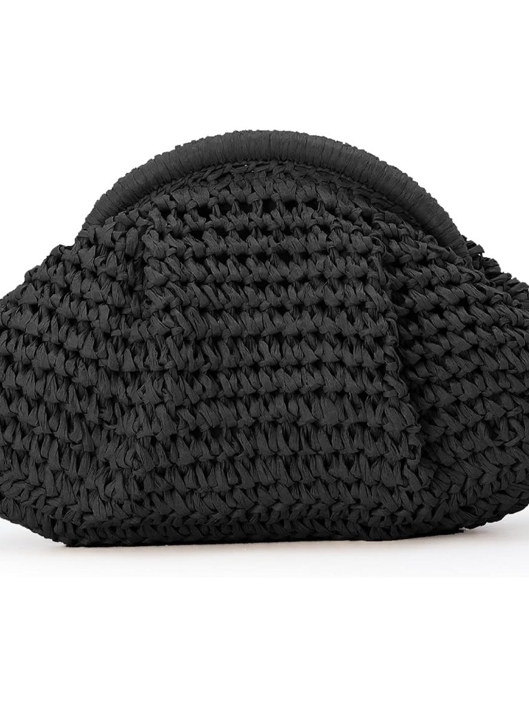 Dumpling Straw Clutch Purse For Women Cloud Purse Crossbody Shoulder Handbag Sum